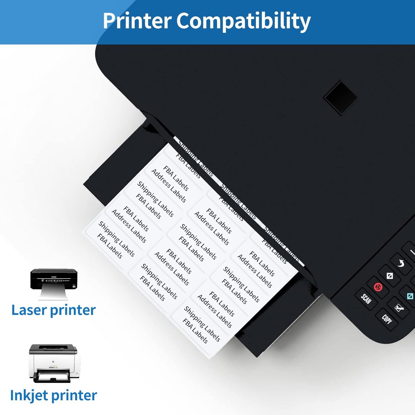 BESTEASY 30-up 1000 Sheets 1" X 2-5/8" Address Shipping Labels for Laser and Inkjet Printers, FBA Product Labels (30000 Labels)
