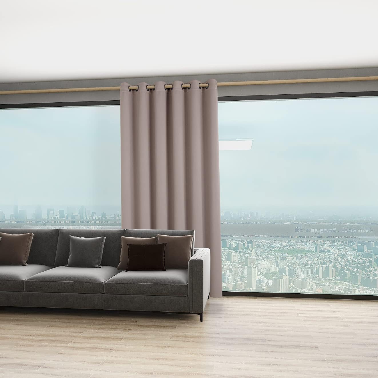 BONZER Room Divider Curtain Total Privacy Wall Noise Reducing Wide Blackout Curtains for Patio Sliding Glass Door, 108L x 70W Inch (9L x 5.8W ft), 1 Panel, Khaki