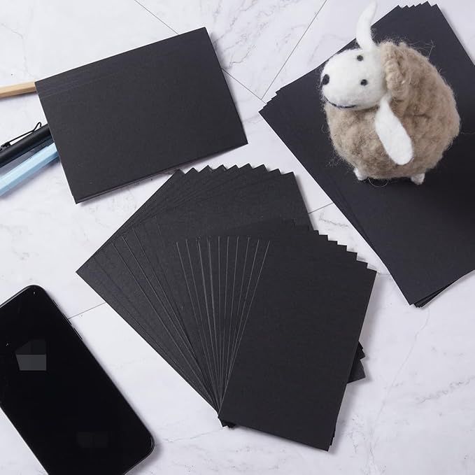 50 Sheets Blank Cardstock Paper 250 GSM Thick Heavy Cards Stock for DIY Art Projects, Card Making, Postcards, Greeting Cards, Birthday Party, Wedding Invitation (Black, 4x6 inches)