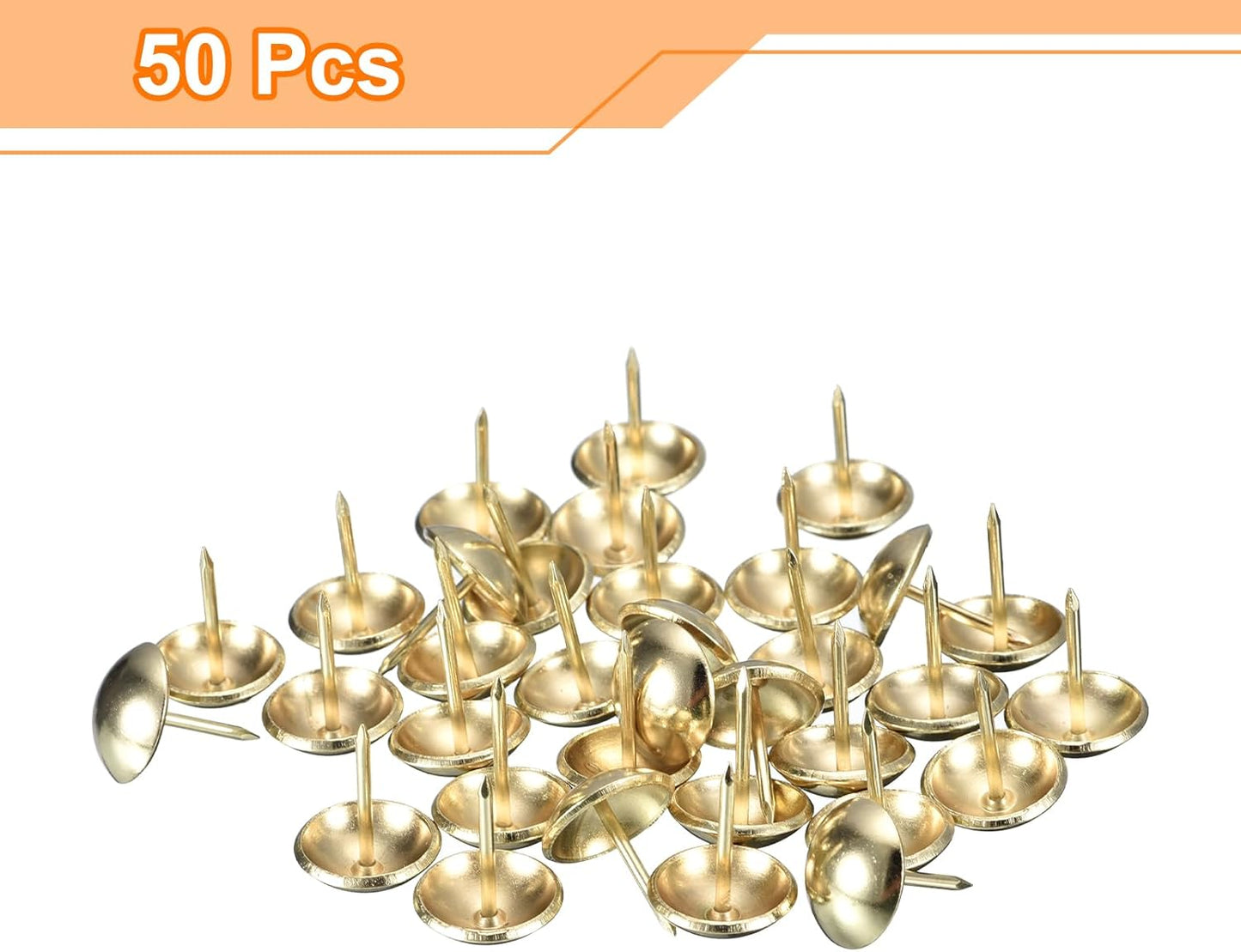 uxcell Upholstery Tack Nail Pins Furniture, 50Pcs 16x20mm Thumb Tack Pins Assortment Kit Carbon Steel for Home Sofa DIY Decorative Nail Heads Nails, Gold