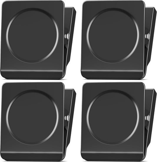 FINDMAG Extra Large Heavy Duty Magnetic Clips - 2.2 Inch, Lock Accessories, School Supplies, Strong for Classroom, Refrigerator, Whiteboard, Office (Black, 4 Pack)