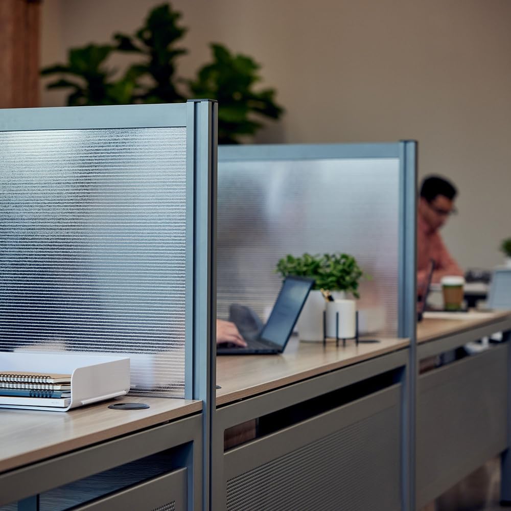 NBF Office Partitions - Cubicle Privacy Panel Wall Divider - Modern Room Separator with Quick Assembly - Indoor Laminate Free Standing Portable Room Divider Panel - 52" H x 60" W (Warm Ash)