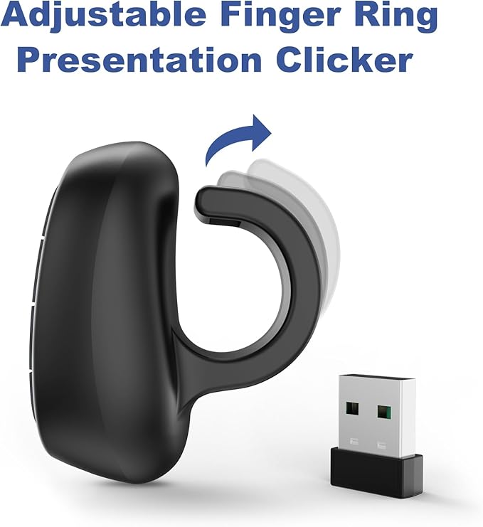 (2 Units) Presentation Clicker PowerPoint Wireless Presenter Remote: Laser Pointer Finger Ring Computer Project Power Point PPT Clicker for Laptop Office, Slideshow Google Slide Advancer Rechargeable
