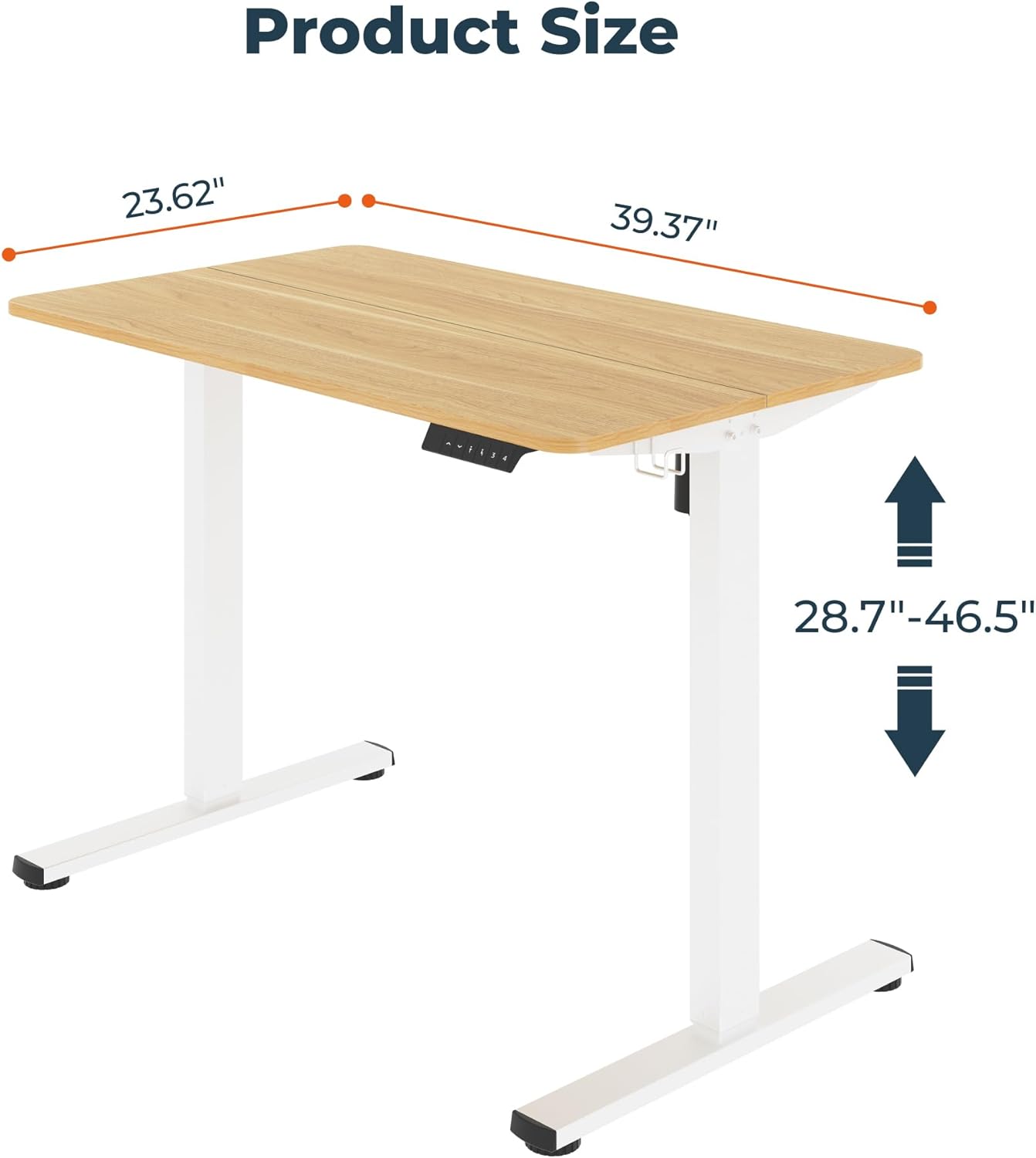 Adjustable Stand Up Desk Standing Desk, 40x24 Inches Home Office Desks with Memory Preset Computer Workstation, Splice Maple Top + White Frame