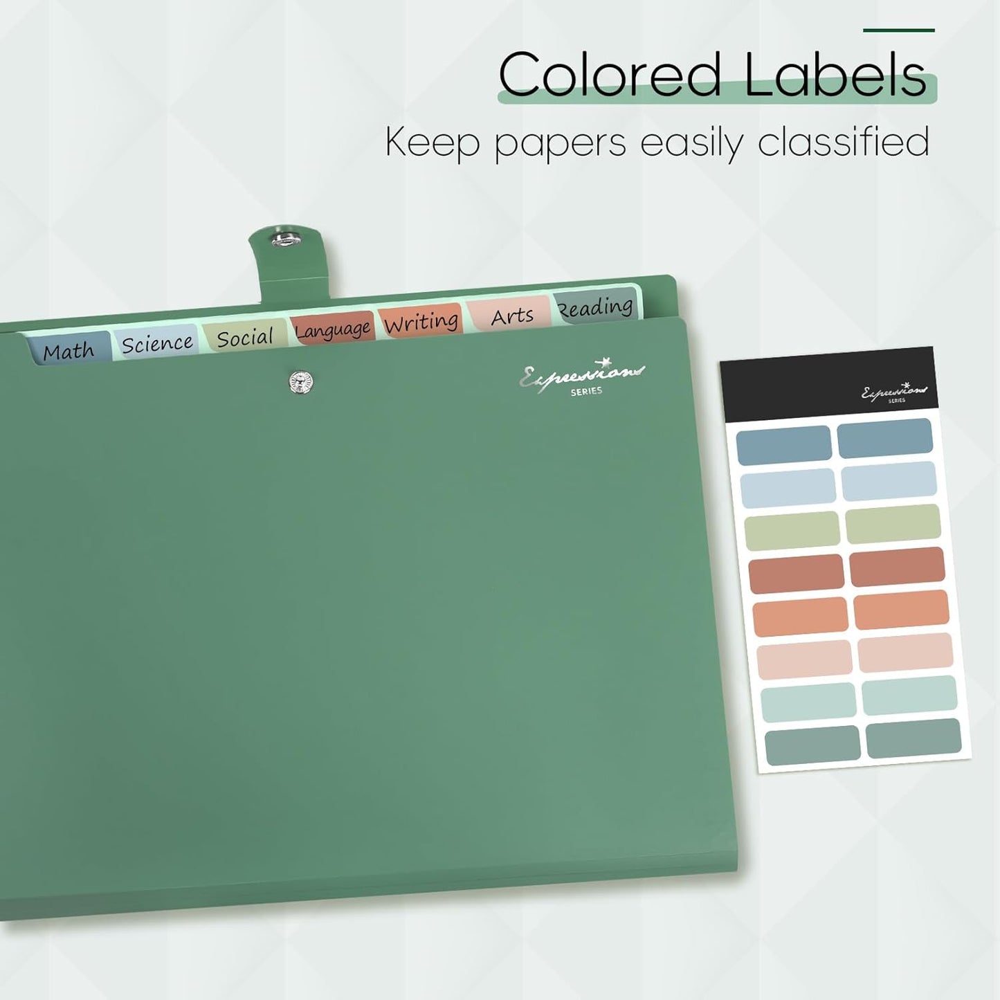 Sooez Elegant Accordion File Organizer with Labels, 8 Pocket Expanding File Folder, Portable Folders for Documents, Cute Paper Organizer for School Office Supplies, Letter Size, Black