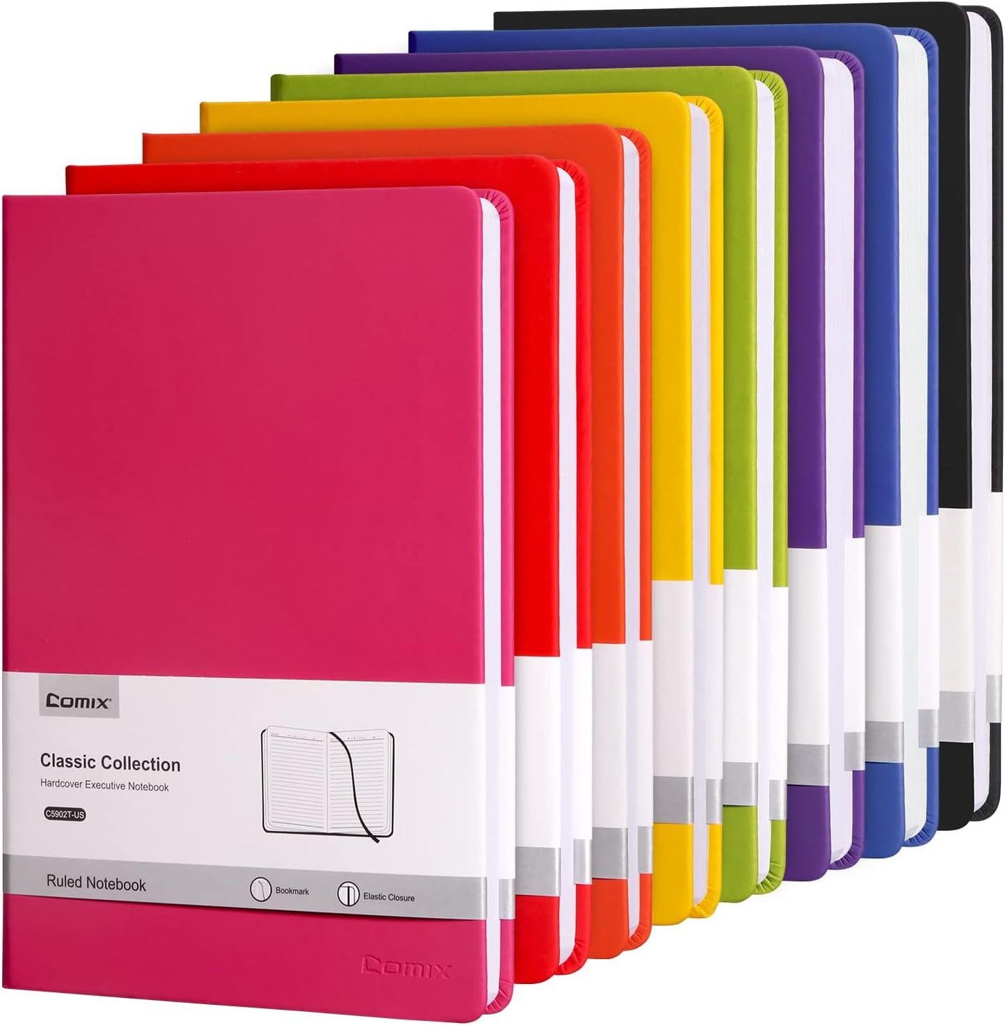 Comix 8 Pack Lined Journal Notebooks for Work, 240 Pages, 5.5"x8.3", Hardcover, A5 Medium College Ruled, Journaling Notebooks for Notes-taking, Fits for Office School Home