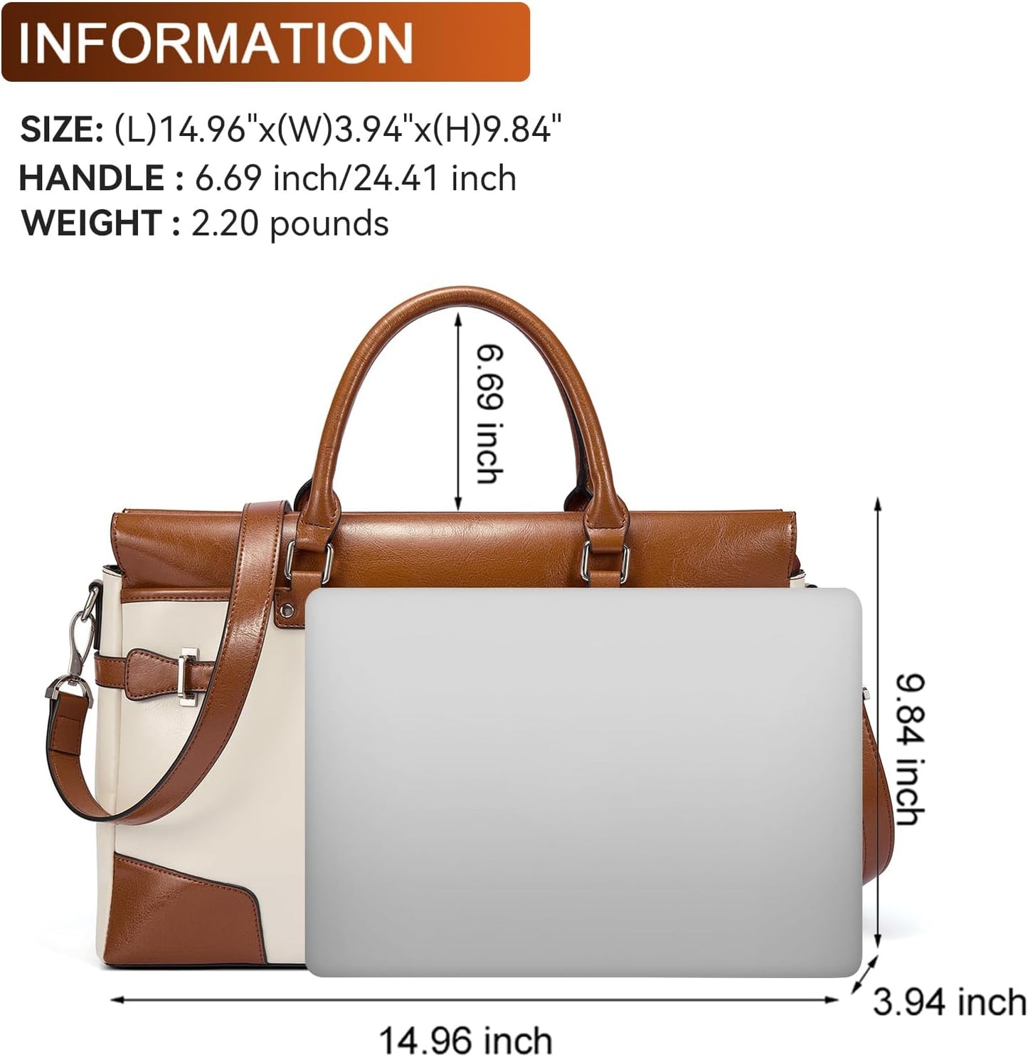 BOSTANTEN Briefcase for Women Leather Laptop Bag 15.6 inch Computer Messenger Office Business Work Tote