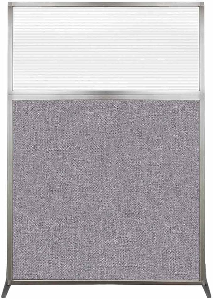 Versare Hush Screen Portable Room Divider | Workstation Wall Divider | Freestanding Privacy Hush Panels | Clear Fluted Windows | Fabric Office Divider Screen | Great for Room Separation