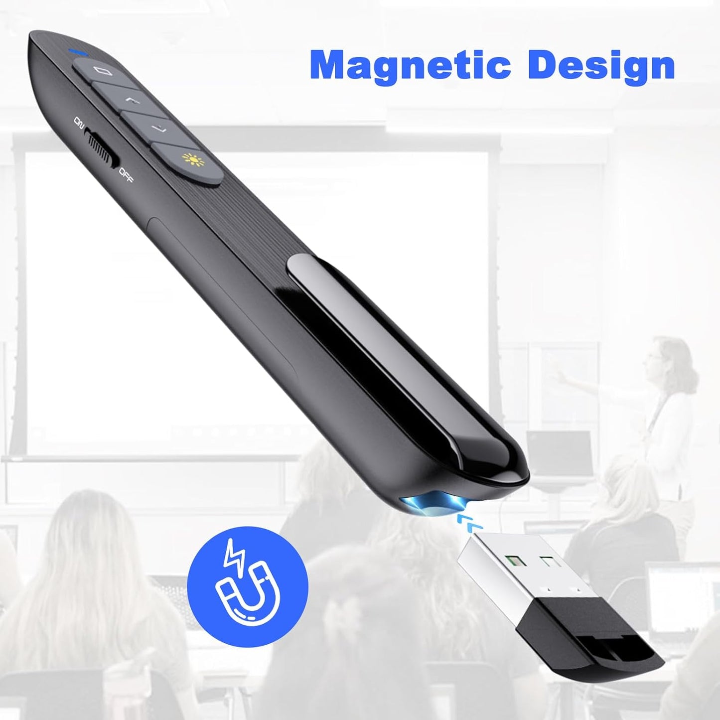 （2 Units） Wireless Presenter Remote Presentation Pointer Clicker with Hyperlink & Volume Control USB PowerPoint Slide Advancer for Mac Laptop PC Computer Keynote