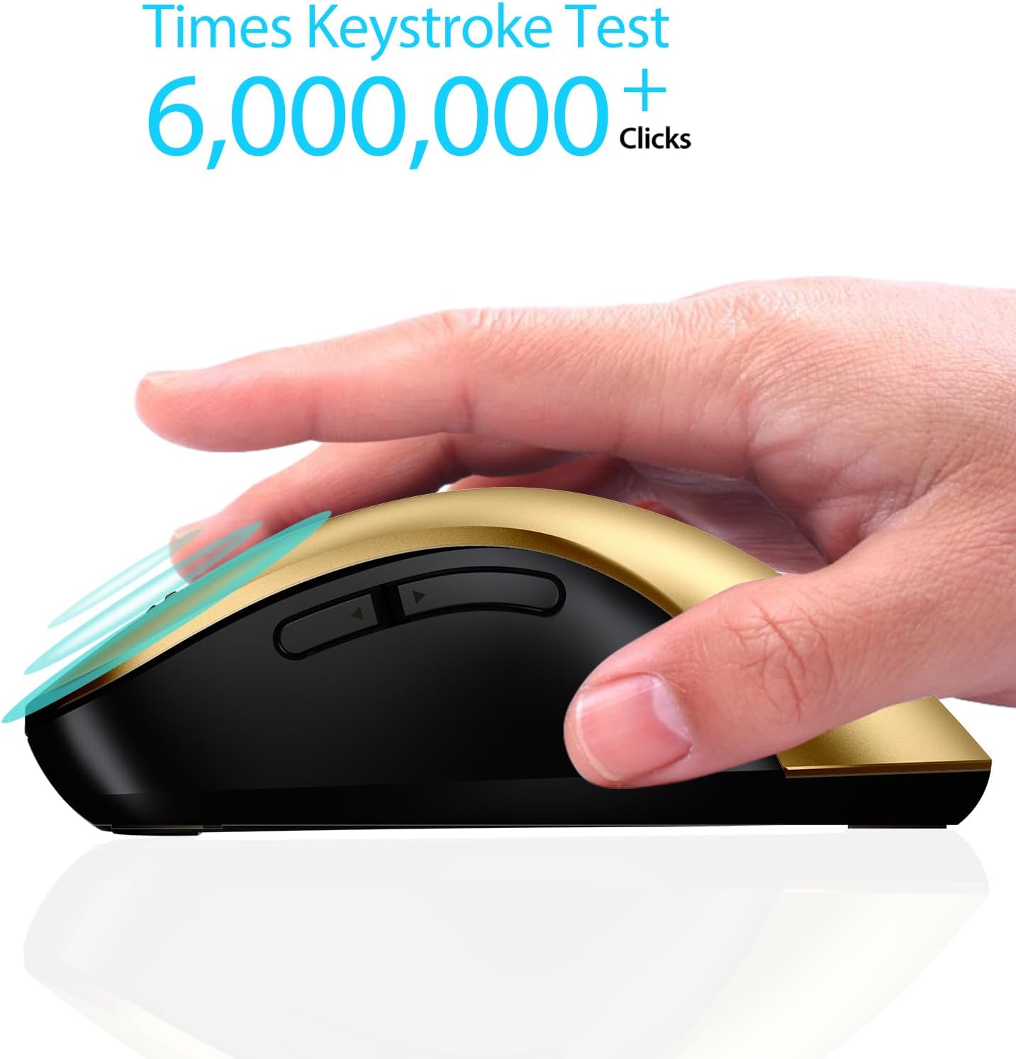 memzuoix 2.4G Wireless Mouse, 1400 DPI Mobile Optical Cordless Mouse with USB Receiver, Portable Computer Mice Wireless Mice for Laptop, PC, Desktop, MacBook, 5 Buttons (Gold)