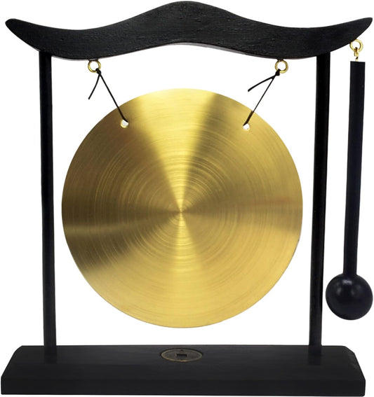 Feng Shui Brass Gong Desktop Zen Art for Fortune + Free Red String Bracelet H1301