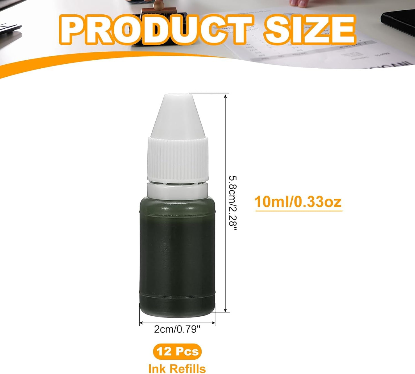 PATIKIL 0.33oz Refill Ink for Stamps and Ink Pads, 12Pcs 10ml Stamp Pad Ink Refill for Office Stamp Self Inking Stamp Date Stamp Scrapbooking, Green