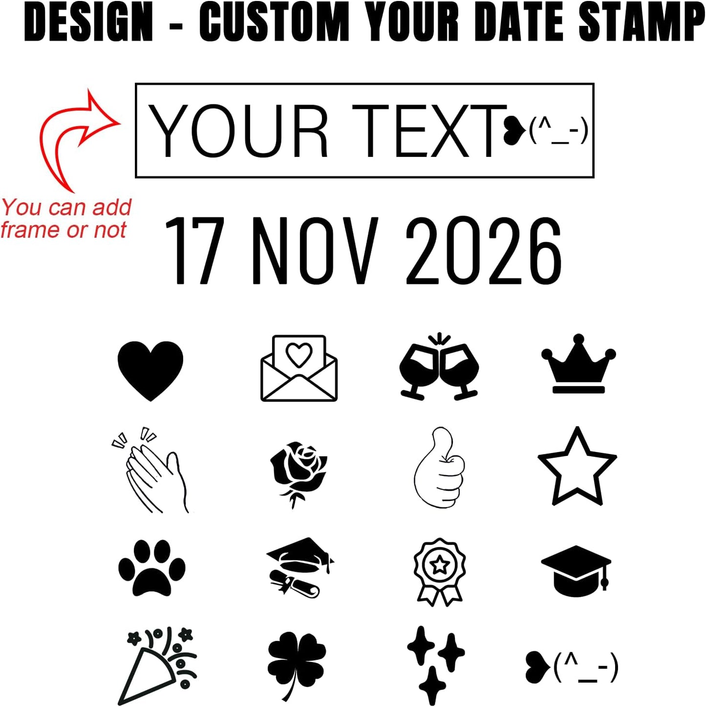 Custom Date Stamp Personalized Signature Logo Stamp with Date Self Inking Signature DD MMM YYYY Stamper for Business 1 Line Name Text with Date Choose from Multi Fonts & Colors