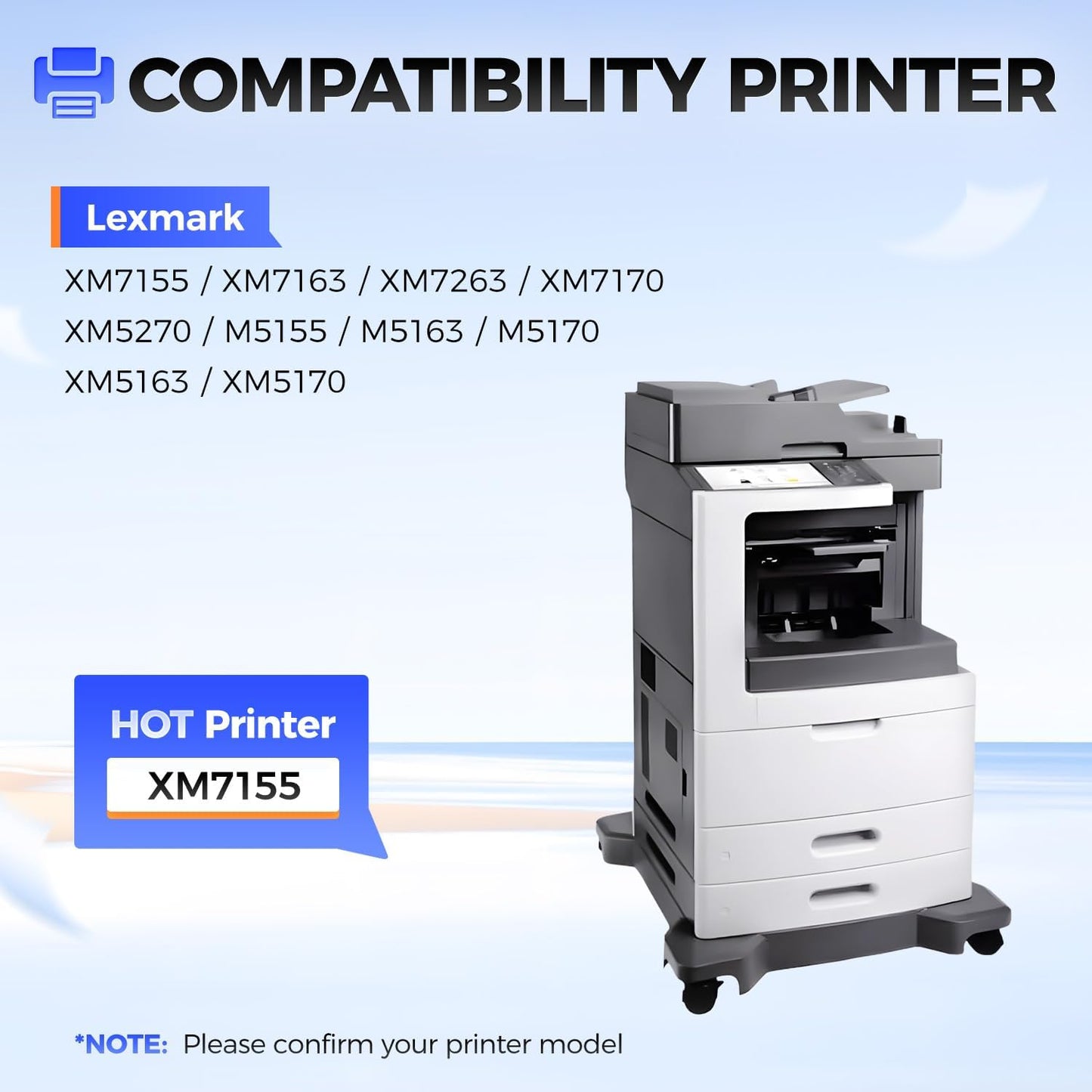 24B6025 Imaging Unit (Not Toner) Black 1-Pack High Yield Replacement for Lexmark 24B6025 Drum Unit Compatible with Lexmark M5155 M5163 M5170 XM5163 XM5170 XM5263 XM7155 XM7155X Printers(100,000 Pages)