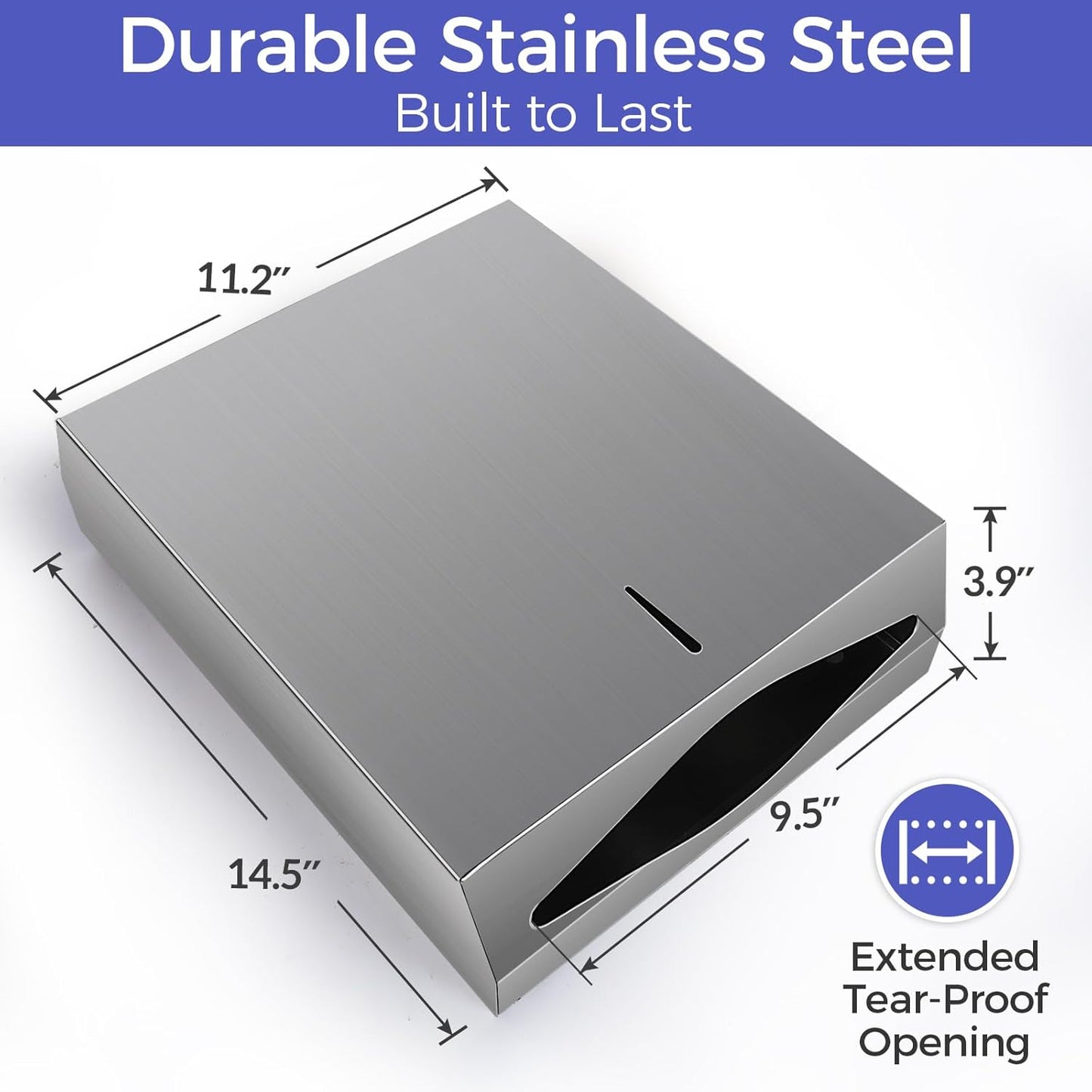 Paper Towel Dispenser Wall Mount, Brushed Stainless Steel Commercial Paper Towel Holder with Lock, Large Capacity 400 C Fold/525 Multifold Towels