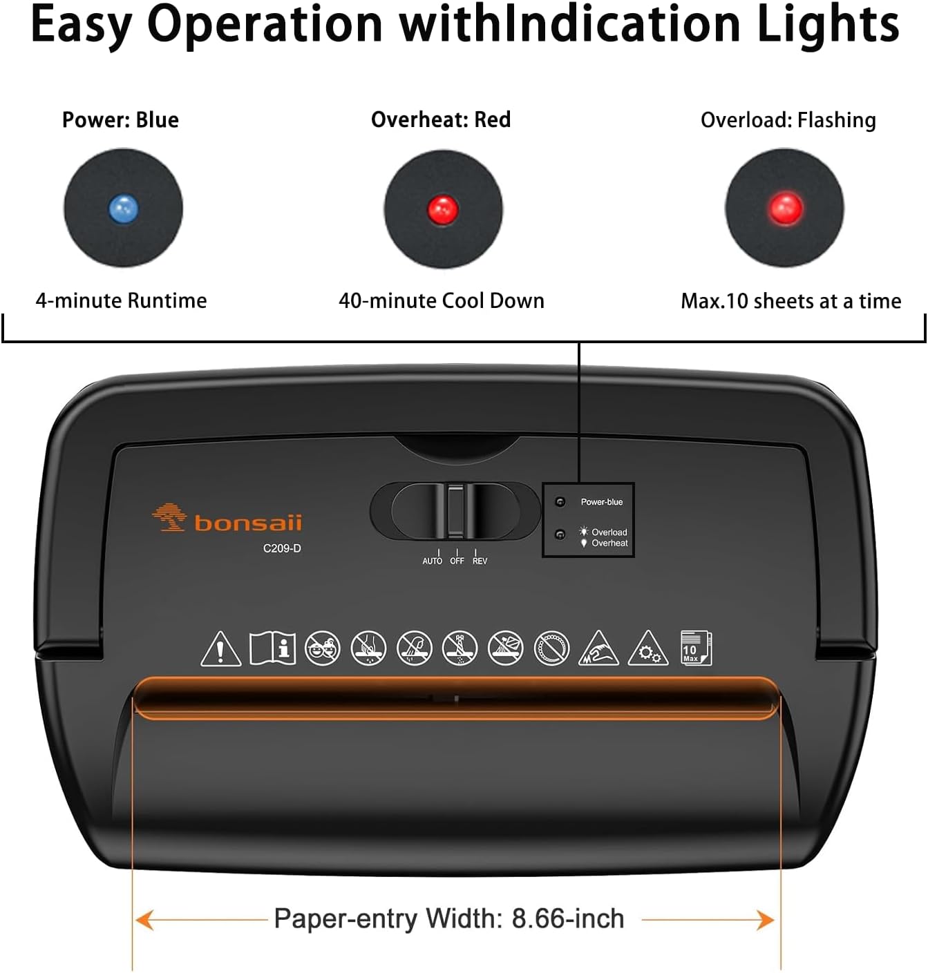 Bonsaii 10-Sheet Cross-Cut Shredder, Heavy-Duty Paper Shredder for Home Office, Handles Credit Cards, Staples, and Paper Clips, 5.5-Gallon Bin with Clear Viewing Window