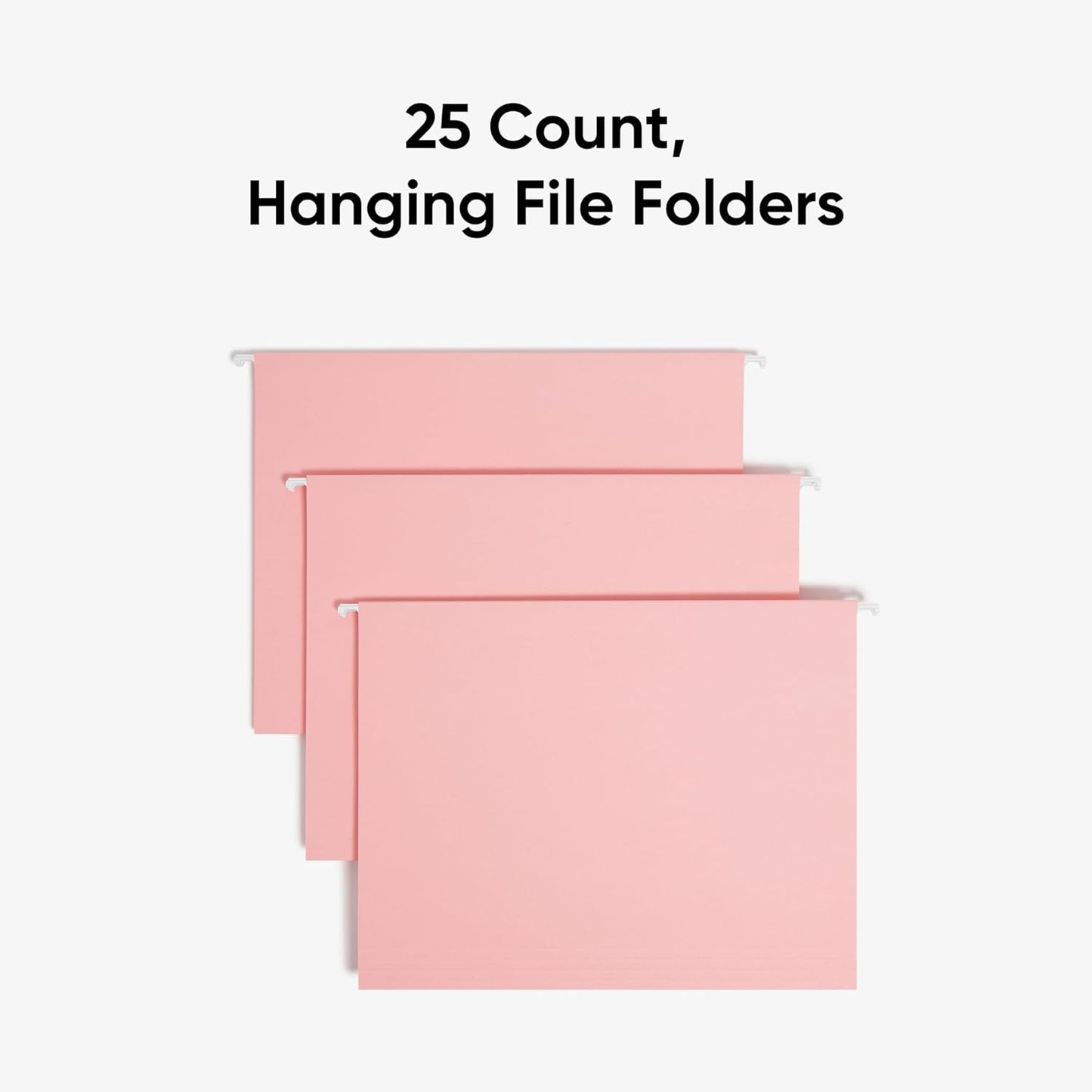 Smead Standard Hanging File Folders, 25 Count, Pink, 1/5-Cut Adjustable Tabs, Letter Size (64066)