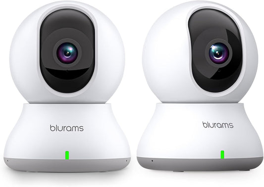 blurams Cameras for Home Security, 2K Indoor Camera 360° Pet Camera with Phone App, Motion Tracking, 2-Way Audio, IR Night Vision, Siren, Works with Alexa & Google Assistant