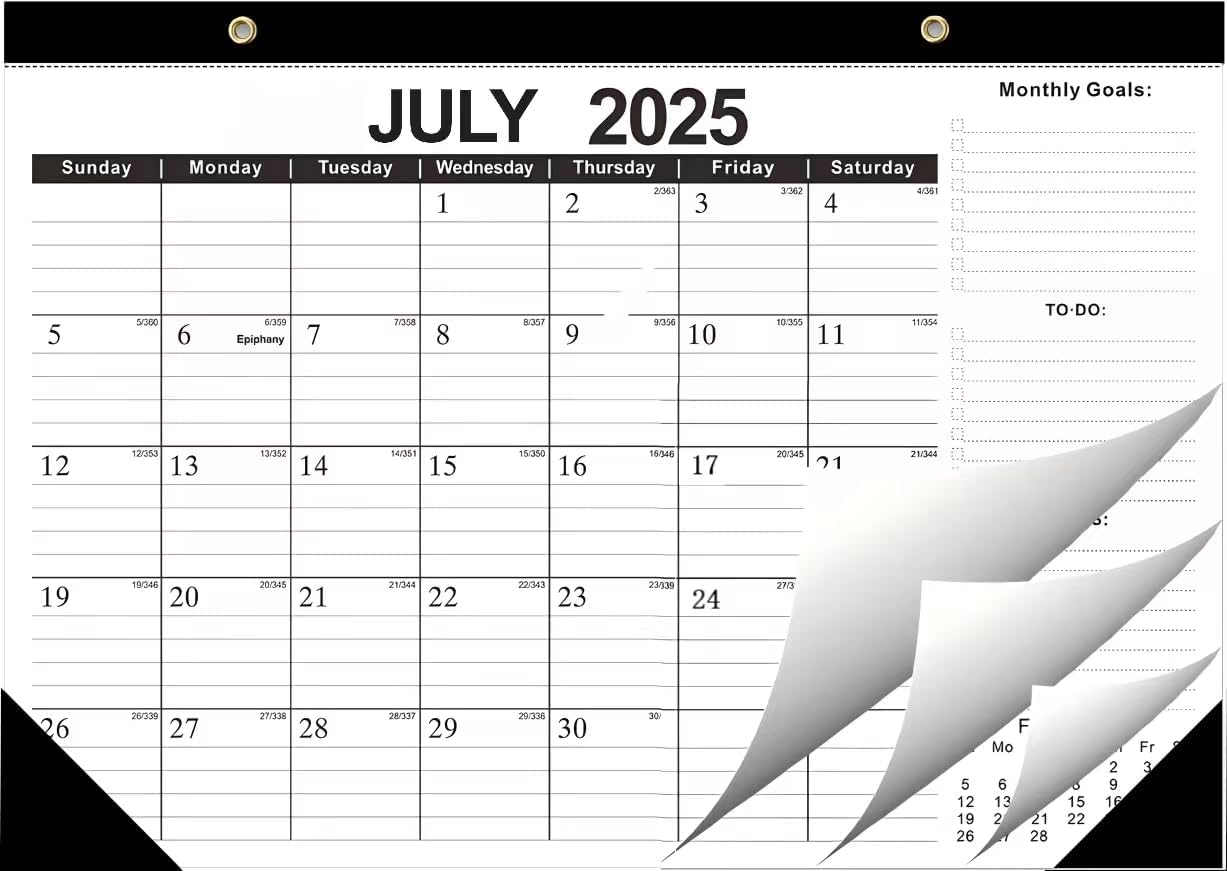 Kyweel 2025-2026 Desk Calendar, 12 Month Desk Calendar/Wall Calendar Combo, 17" x 12", July 2025-June 2026, Highlight Holidays, Planning Calendar, Thick Paper