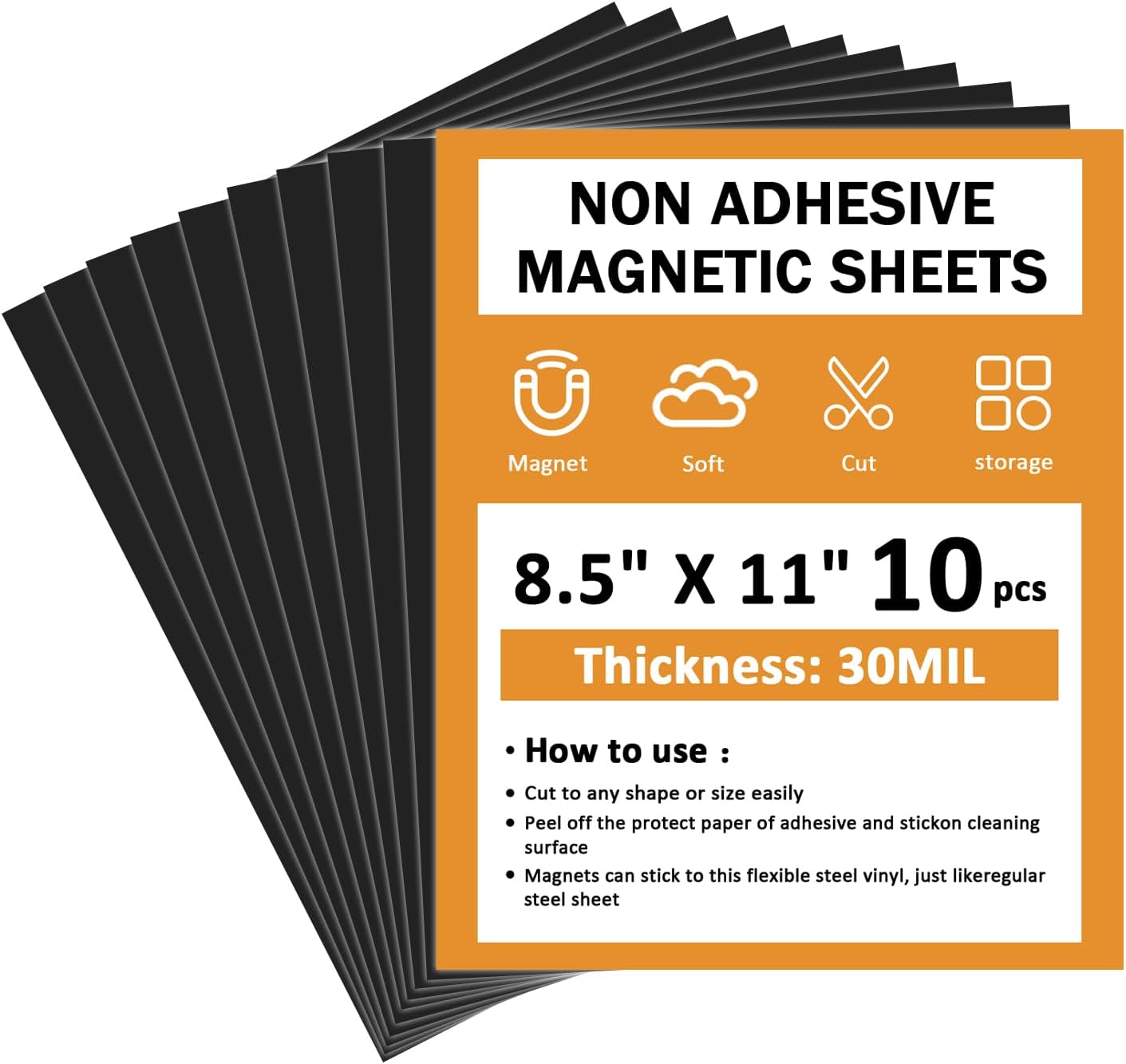 Plain Magnet Sheets,10PCS,8.5''x11''Flexible Rubber Magnetic Sheet,30Mil Non-Adhesive Magnetic Sheet for Die Storage,Business Dignage,Car,Sticker,Craft Product,Souvenir,Refrigerator Sticker
