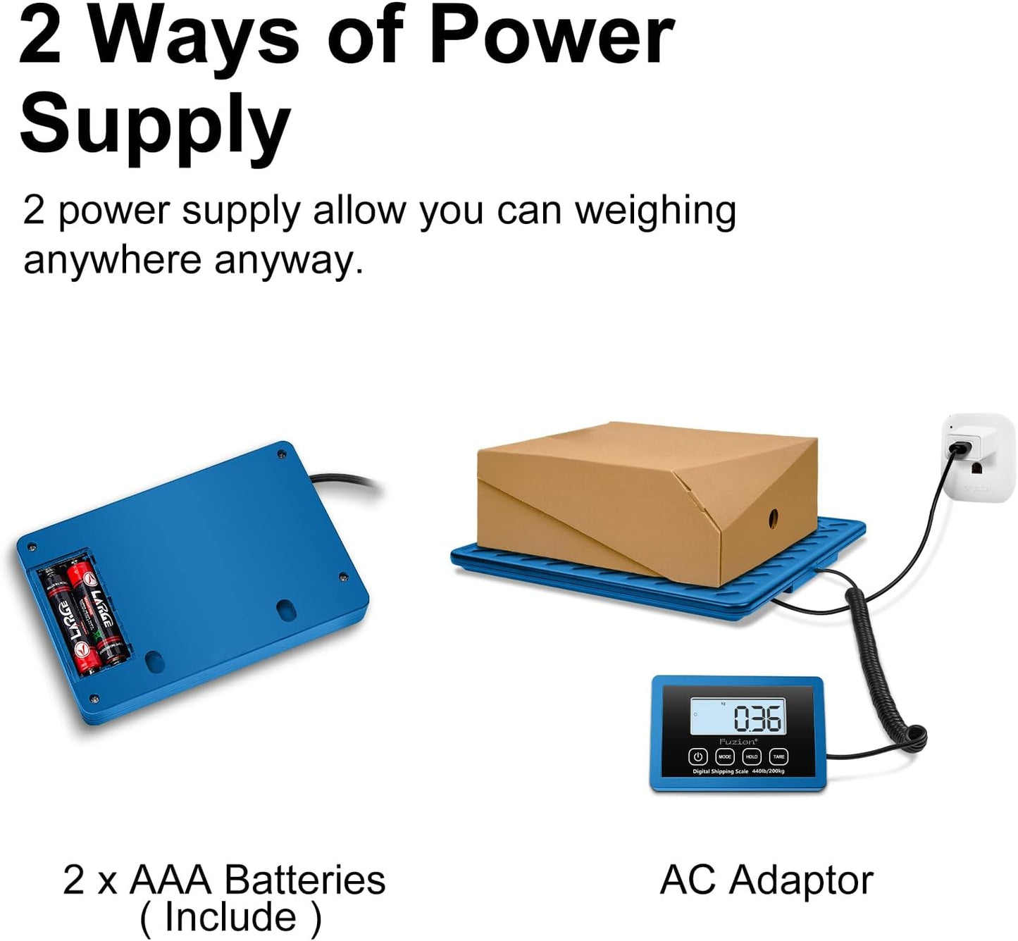 Fuzion Shipping Scale, 440LBs x 10g Postal Scale, Durable Alloy Steel Platform, Heavy Duty Scale for Packages, Postage, Luggage