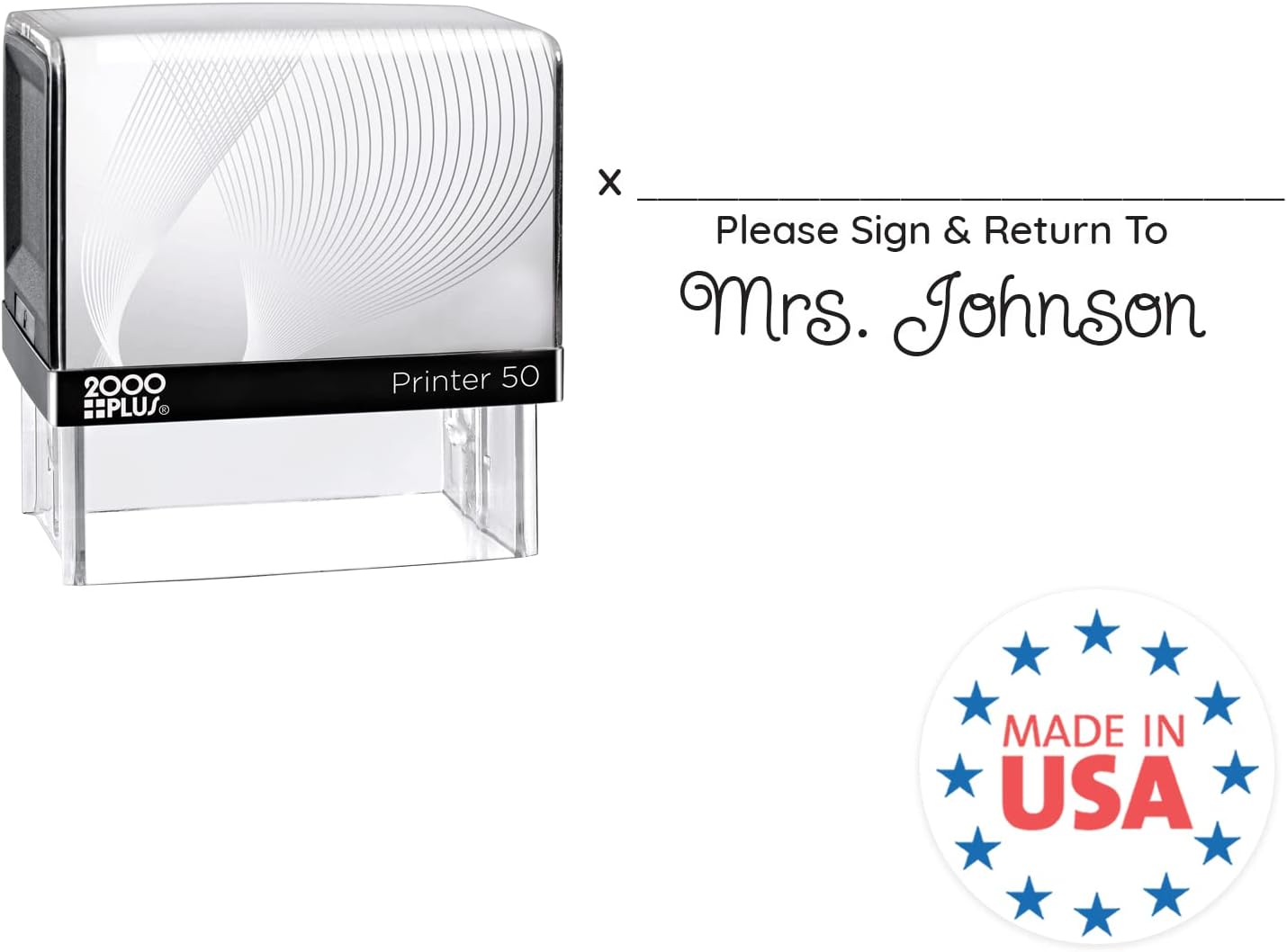 Personalized Sign and Return Teacher Stamp / 2000 Plus Self Inking Homework Signature Stamper/Custom Script Black Imprint/Made in USA
