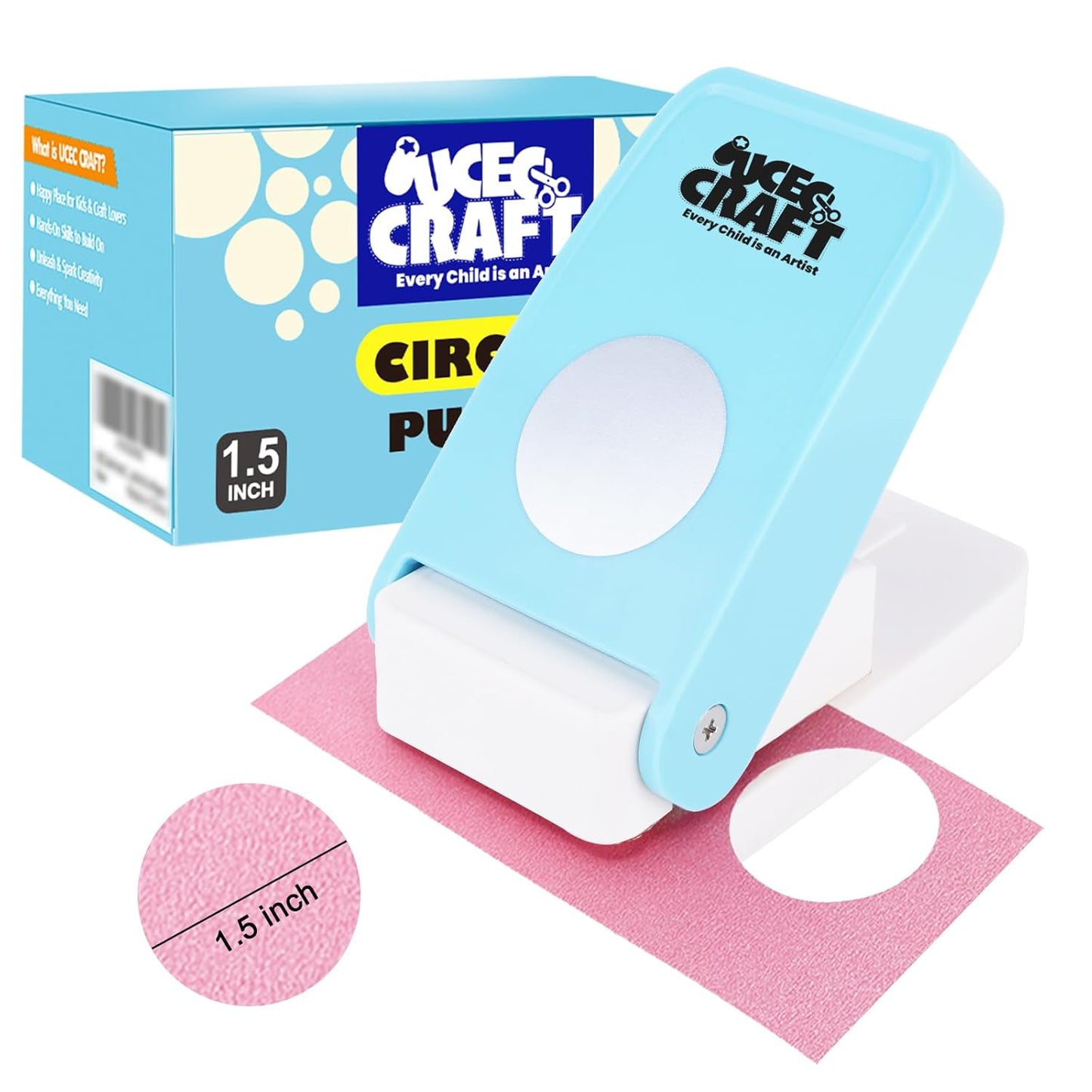 UCEC 1.5 Inch Circle Punches for Paper Crafts, Circle Hole Punch, Single Hole Punch for Kids Adults, Craft Lever Punch for Tags Cards Scrapbooking Festival DIY Arts Home Office School Supplies