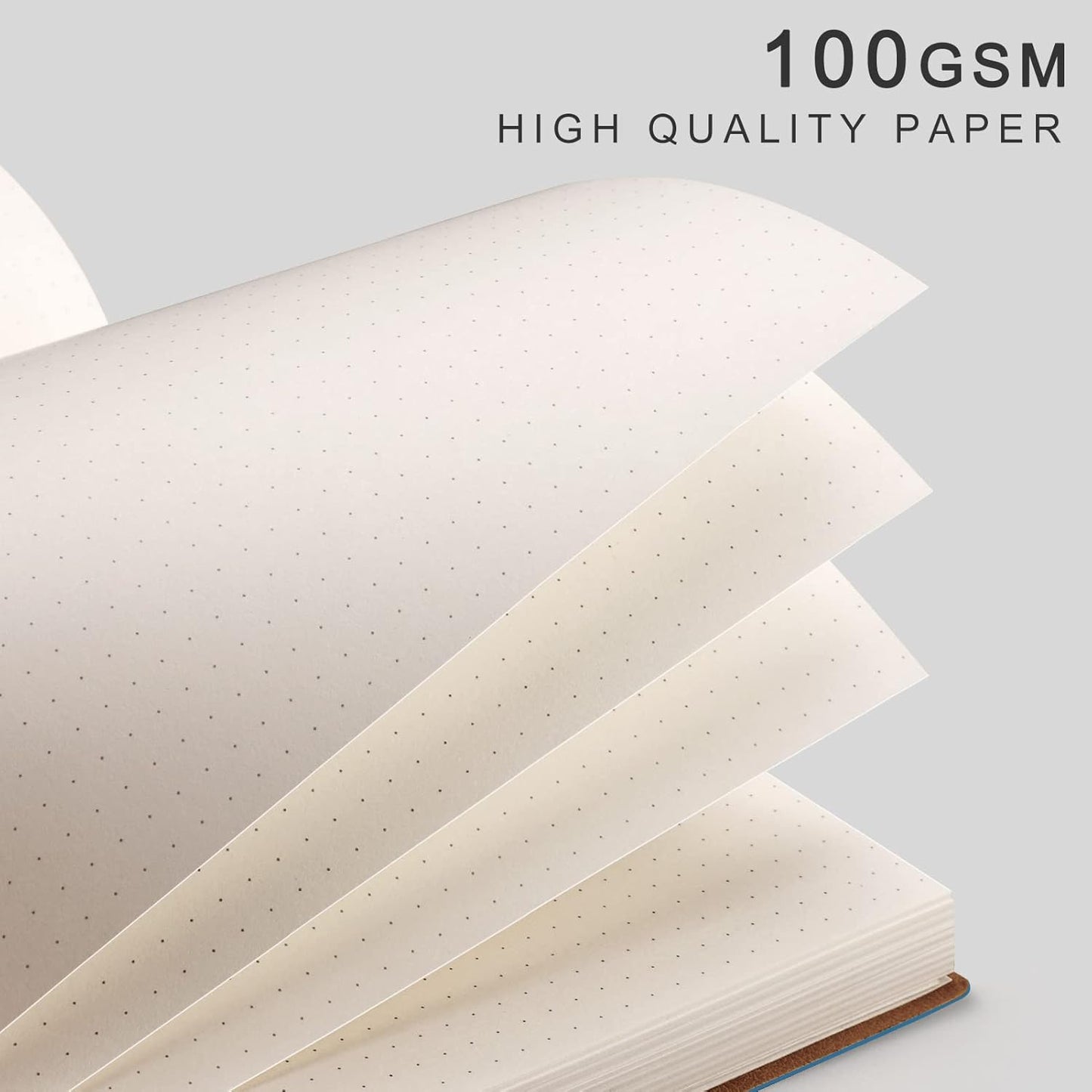 EMSHOI Dotted Journal Bullet Notebook,192 Numbered Pages B5 Large Dot Grid Composition Notebook with 100gsm Thick Dotted Paper, Softcover Leather, Inner Pocket, 7.48"x10.15"-LightBlue