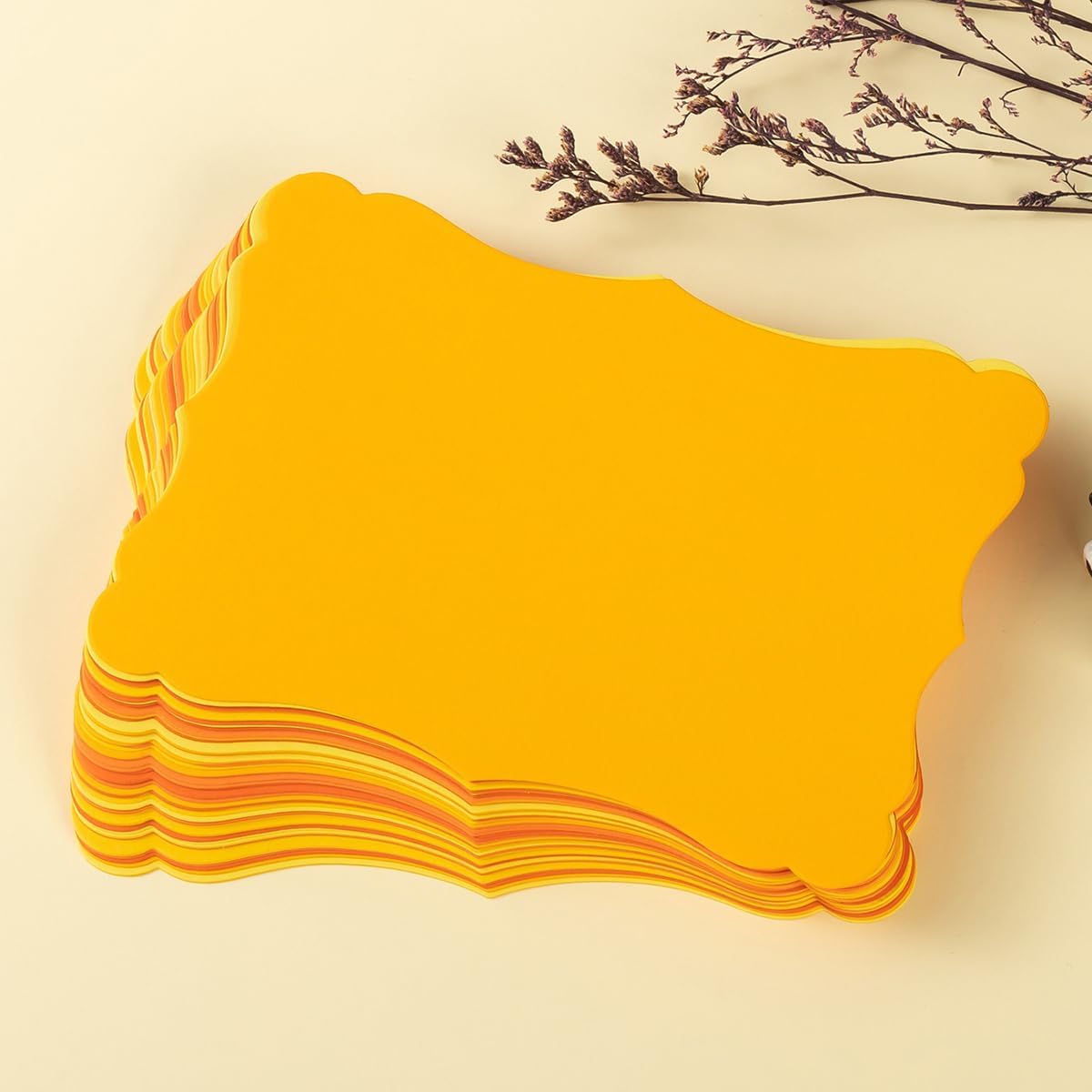 50 Pack Blank Kraft Cards Cardstock Thick Paper Brown Greeting Cards for DIY Gift Card Menus, Baby Shower and Wedding Invitations (Yellow, 5 Colors, 4x6IN)