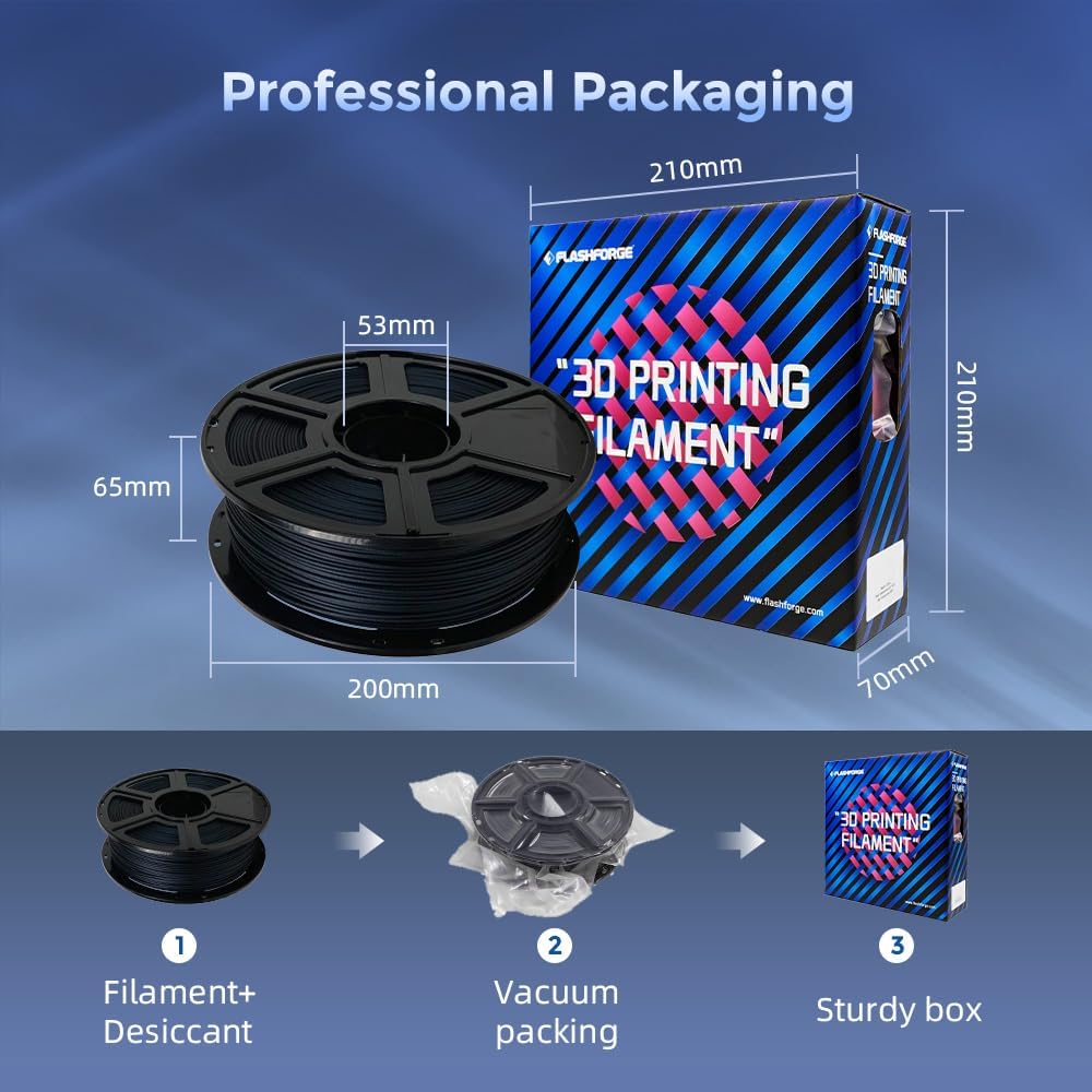 FLASHFORGE Carbon Fiber PLA Filament 1.75mm, Carbon Fiber Reinforced PLA 3D Printer Filament, 1KG Spool Dimensional Accuracy +/- 0.02mm, High Strength & High Abrasion-Resistance (PLA-CF Midnight Blue)