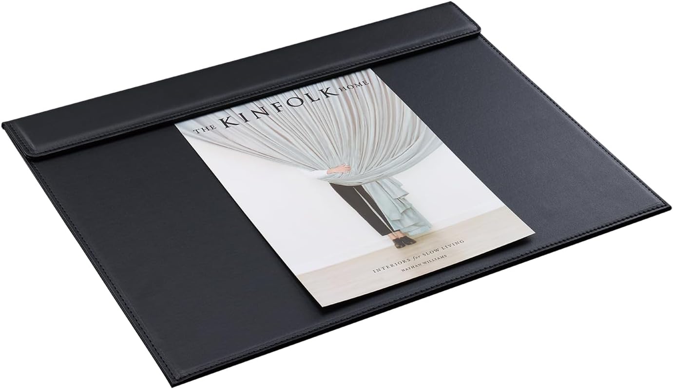 KINGFOM 18''x14'' Large Rectangle A3 Desk Writing & Drawing Desk Pad &Board Table Protector Mat with Paper Clip on Top Black