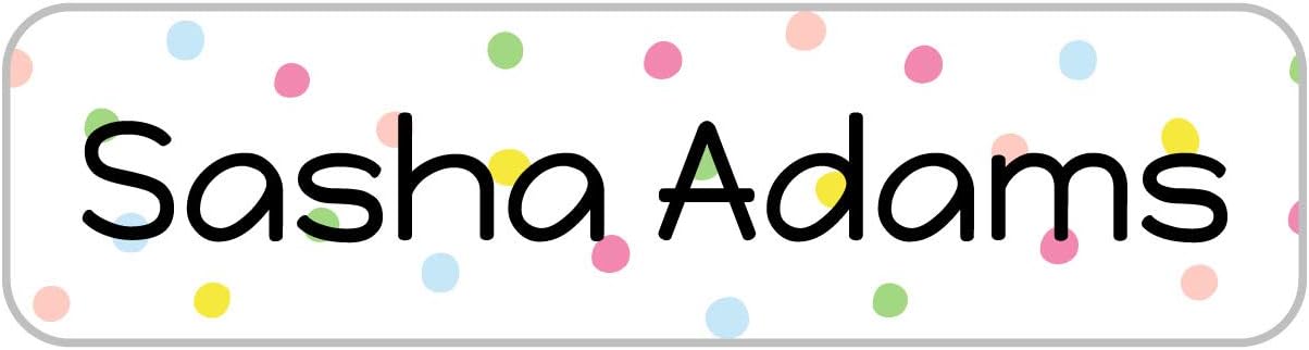 Name Bubbles - Custom Small Rectangle Name Labels for Kids (64 Labels) - Personalized Waterproof Name Stickers for Daycare, Lunch Boxes, Water Bottles, Shoes, School Supplies, & Camp (Pom Pom)