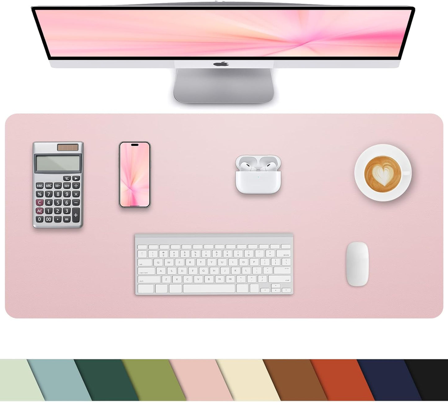 Non-Slip Desk mat,PULeather Desk Pad Protector, Office Desk Mat, Large Mouse Pad,Desk Blotter, Laptop Desk Pad, Waterproof Desk Writing Pad for Office and Home (Rose Pink, 35.4" x 17")