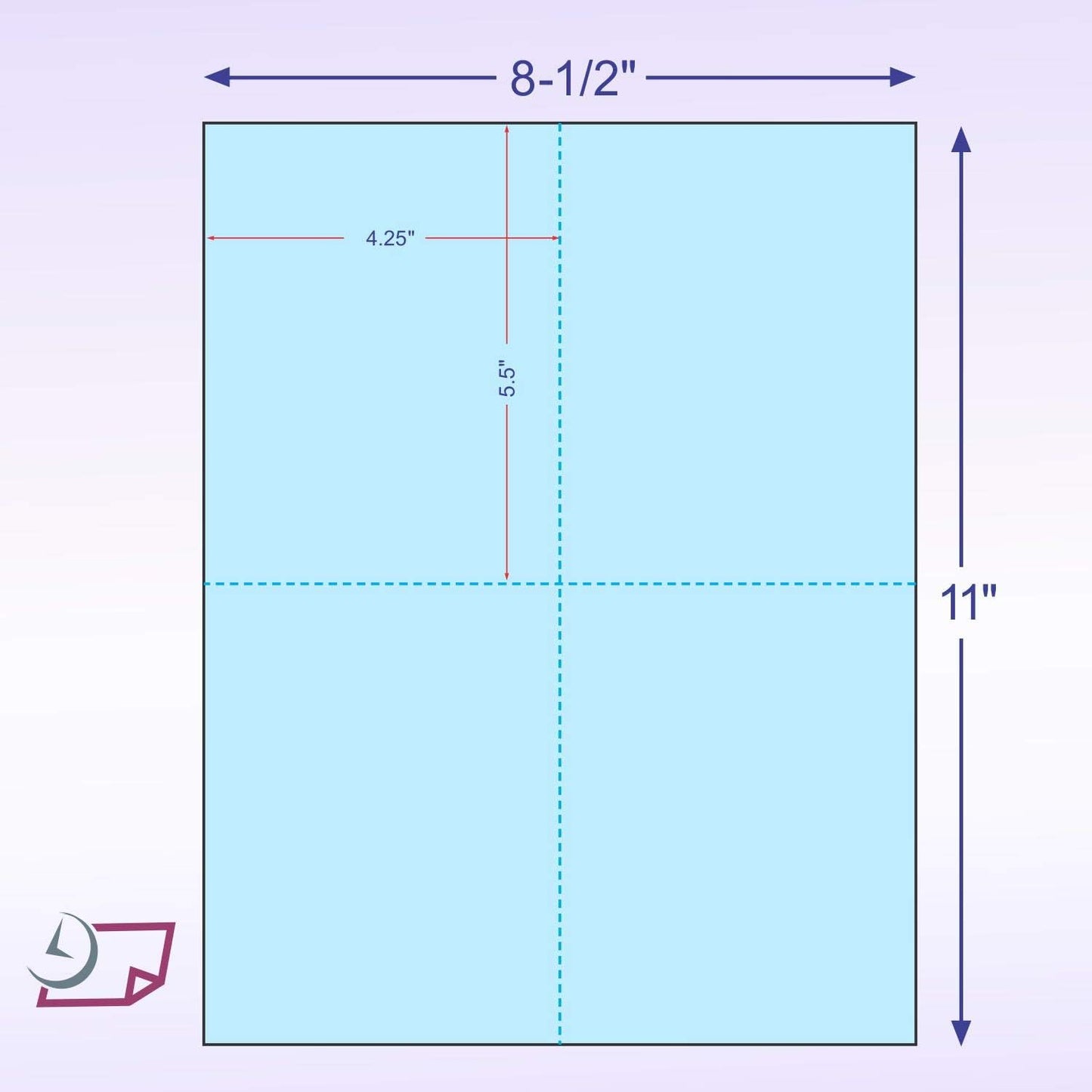 8-1/2" x 11" Laser/Inkjet Postcards 4 Per Page, (4-1/4" x 5-1/2" Each Card | Blue, 4000 Cards)