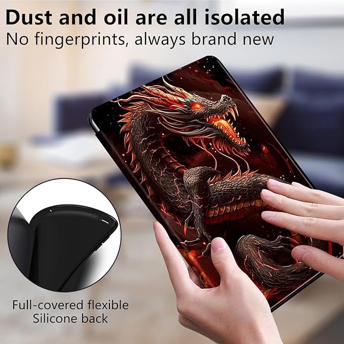 for Kindle Fire 7 case 2019 2017 Release 9th 7th Generation,360 Degree Rotating Stand Smart Protective Cover Case for Amazon fire 7 Tablet 9th/7th Generation,Fire Dragon