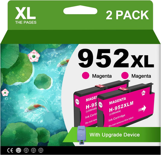 952XL Magenta Ink Cartridges with Upgrade Device Replacement for HP 952XL 952 XL for HP Officejet Pro 7740 8720 8710 8210 8715 8740 8702 8730 8725 Printers (952XL Magenta High-Yield 2 Packs)