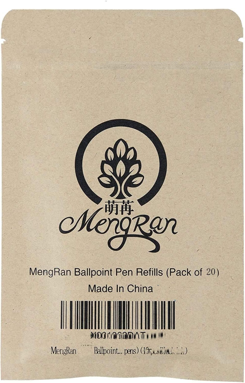 MengRan 4.5'' Ballpoint Pen Refills, Medium Point Pen Refill -Black Ink Pen Refills.Pack of 20 (Black Ink)
