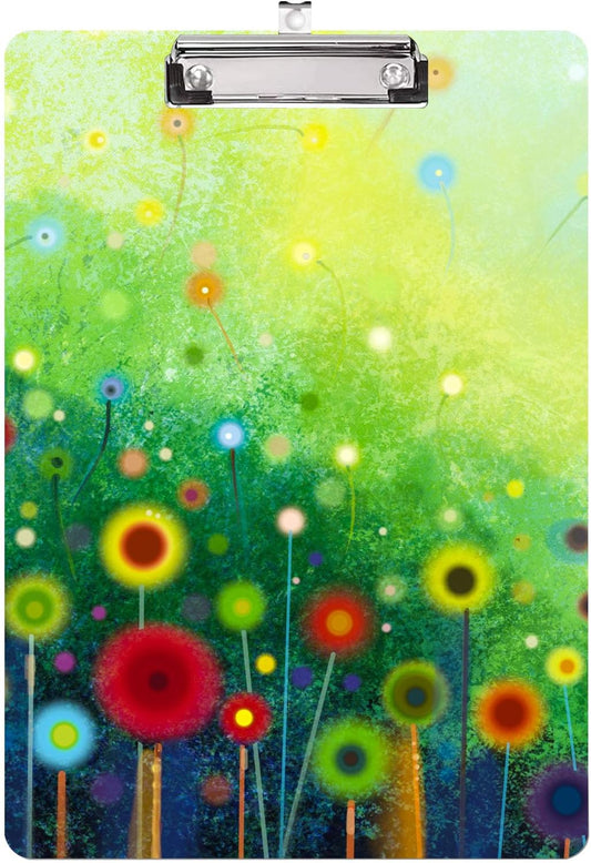 Vintage Floral Clipboard,Decorative Acrylic Clipboard with Low Profile Metal Clip for Office,School,Teachers,Students Standard Letter Size 9x12.5