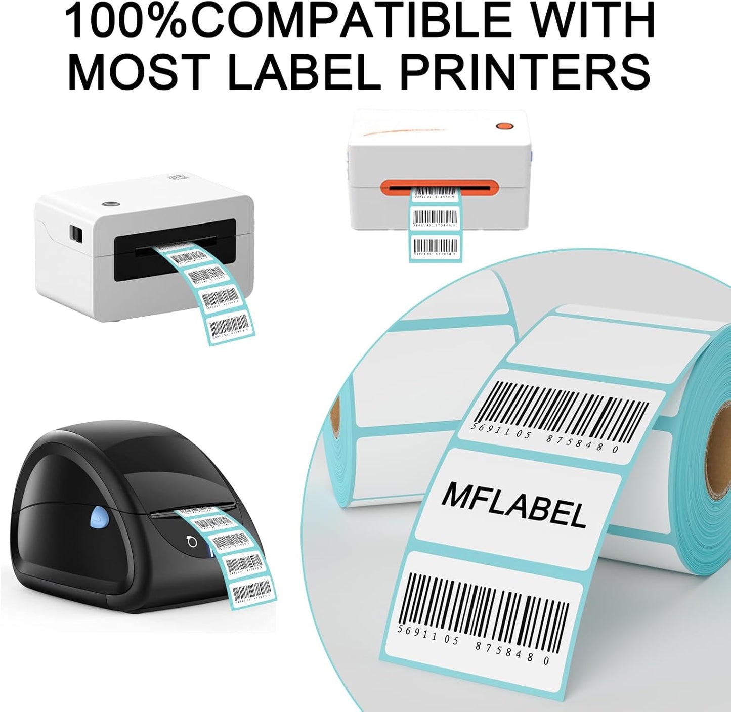 MFLABEL 2.25x1.25 inch Direct Thermal Labels 2-1/4 x 1-1/4 Inch White Thermal Printer Labels for UPC Barcode, Self-Adhesive Address Shipping Thermal Label Stickers 42 Rolls（1 Rolls/1000 Labels）