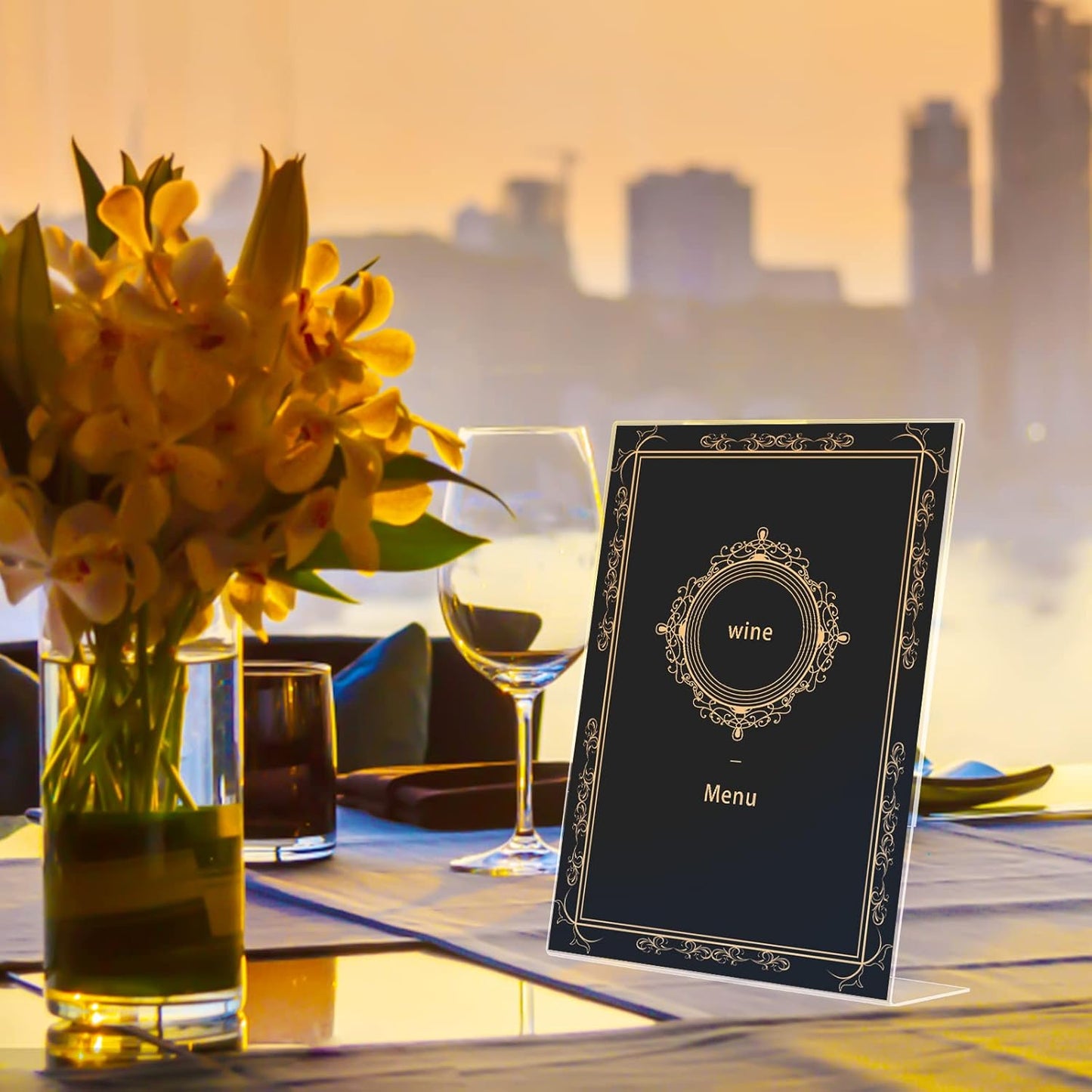 6pack Acrylic Sign Holder 4x6 for Picture Frames, L Shape Clear Plastic, Plastic Sign Holder,Menu Holder, Unbreakable Table Sign Holder for Restaurant, Office, School, Store and Home Use