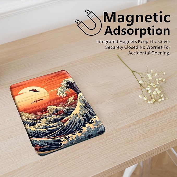 for All-New Amazon Kindle Fire 7 Tablet Case(12th, 2022 Release),Fire 7 Tablet Case,360 Degree Rotating Stand Smart Protective Case, for Fire 7 2022 Tablet (7” Display),Ocean Sunset