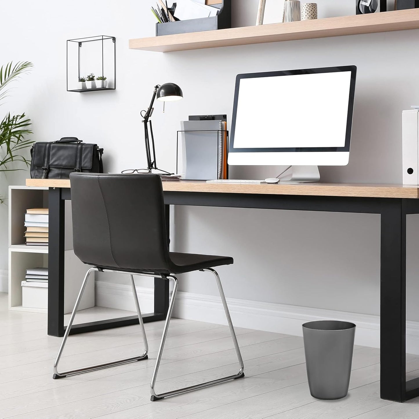 HOLDN’ STORAGE Small Trash Can - Set of 2 Open Top Waste Bin of 1.58 Gallon, Compact Waste Can Perfect for Bathroom, Kitchen, Office, Dorm - Durable Garbage Can - Gray