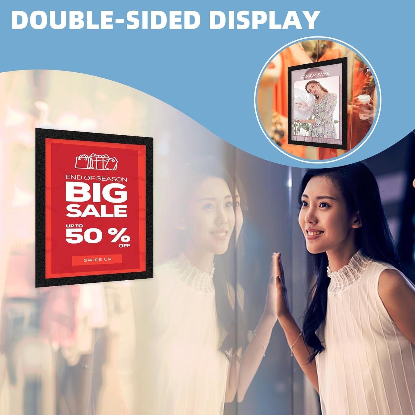 Magnetic Sign Holder 8.5 x 11-5Pcs Magnetic Frames for Refrigerator Double Sided Reusable Adhesive Frames for Walls Door Window Picture Photo Document Paper Poster Magnetic Display Frame