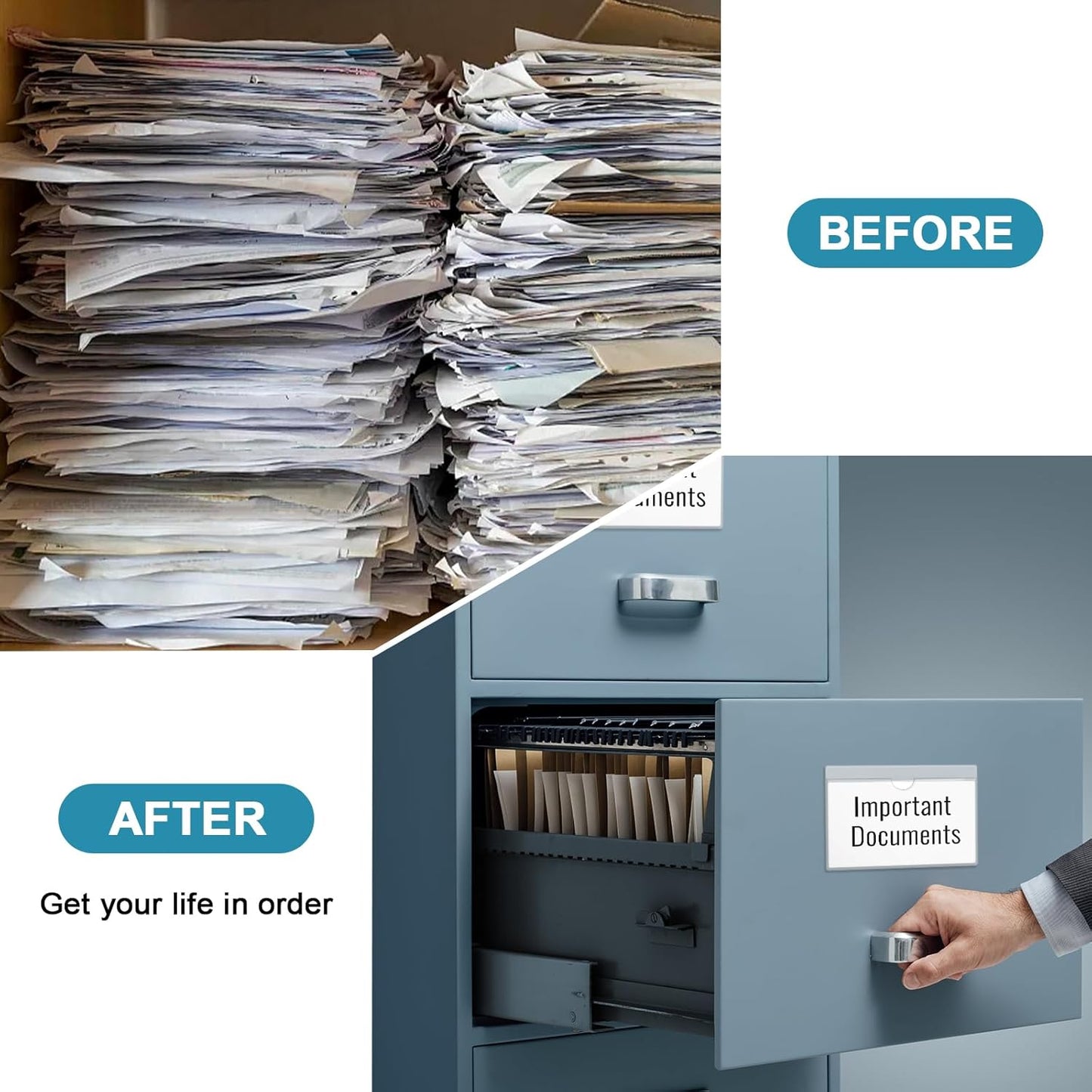 40 Pack 3" x 5" Index Card Pockets with Top Open Self-adhesive Index Card Holders Clear Plastic Labels Holders for Storage Bins, Organizing