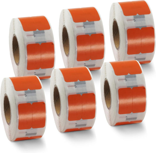 BETCKEY Colored Labels Compatible with Dymo 30333 (1/2" x 1") Extra Small Labels (2-up), Compatible for Dymo LabelWriter Thermal 450, 4XL & Zebra Desktop Printers [6 Rolls, Orange]