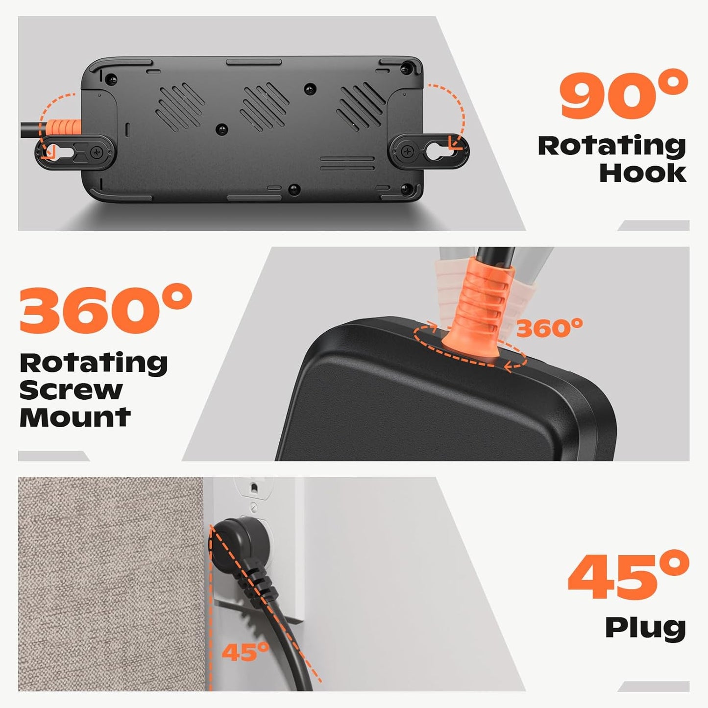 Power Strip Weatherproof, 7-in-1 Surge Protector with 3 Wide Outlets 2USB A and 2USB C,1875W/15A, 10FT Flat Plug Multi-Plug Outdoor Extension Cord for Indoor Outdoor, UL FCC Listed