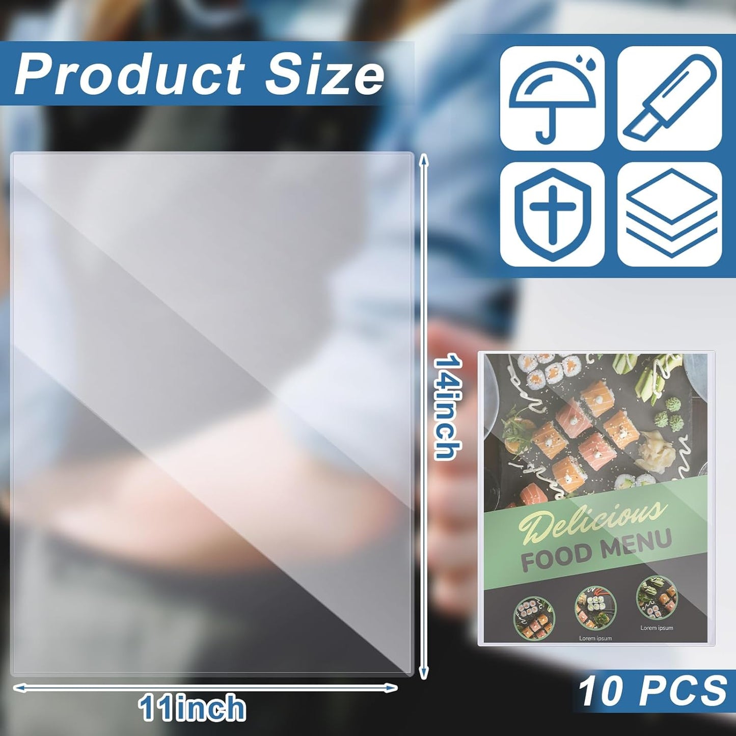 Henoyso 10 Pcs 11x14 Inch PVC Rigid Print Protectors, Heavy Duty Hard Plastic Poster Sleeves for Prints, Magazines, Photos & Paper, Ideal Rigid Menu Covers Paper Page Protectors