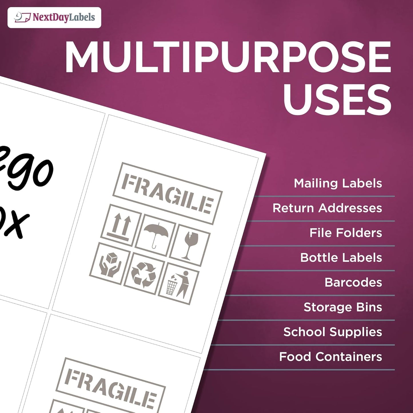 NextDayLabels – 4” x 5” Rectangular Sticker Labels for Printer - White Laser/Inkjet Printer Labels Return Address Labels Shipping Label Stickers (50 Sheets, 4 Per Sheet, 200 Labels)