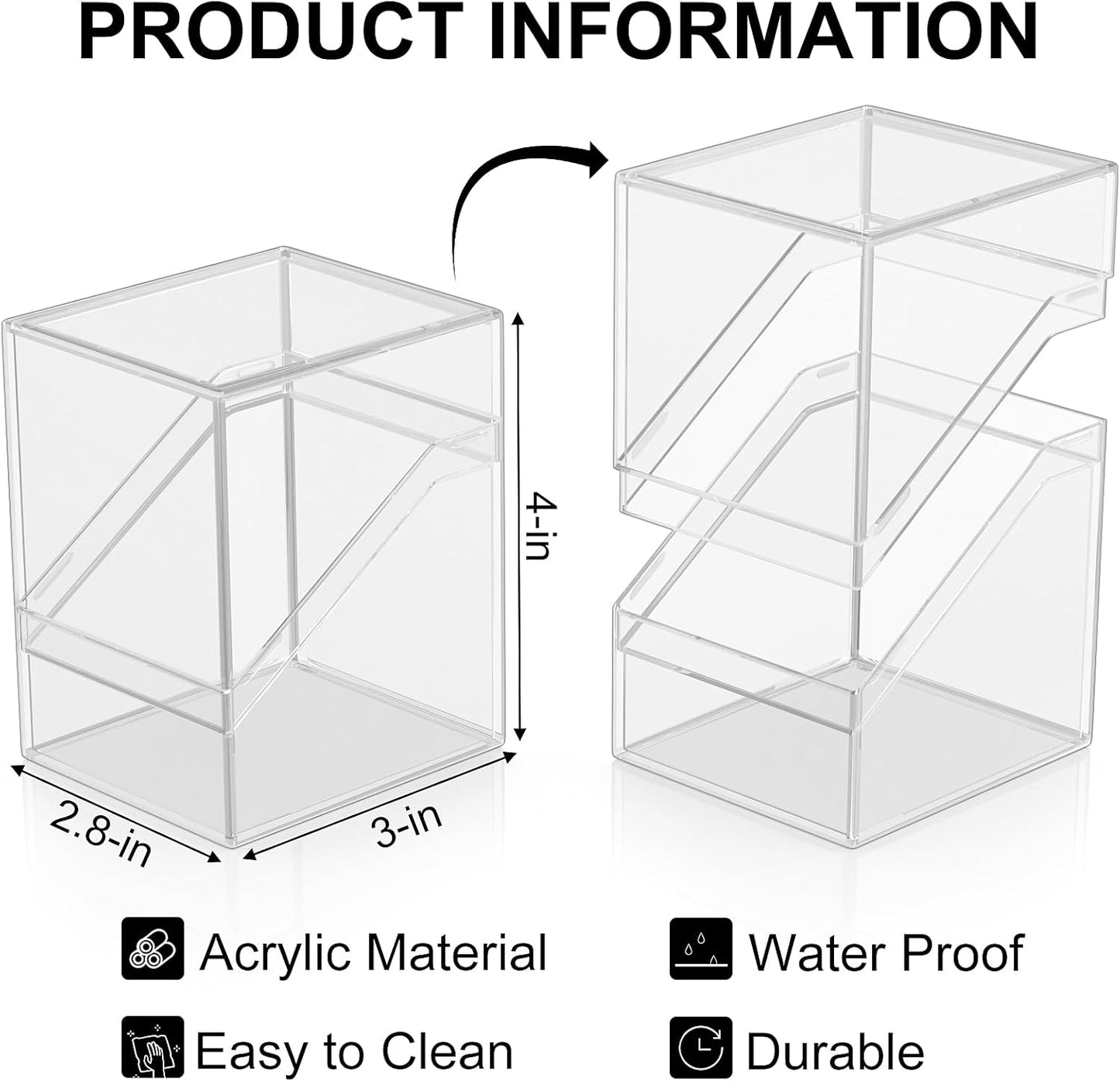 Mlikero Card Deck Cases, 6 Pack Acrylic Commander Deck Box Holding 100+ Sleeved Cards with 6 Dividers, Clear Card Storage Box Fit for MTG, TCG, Sports Cards