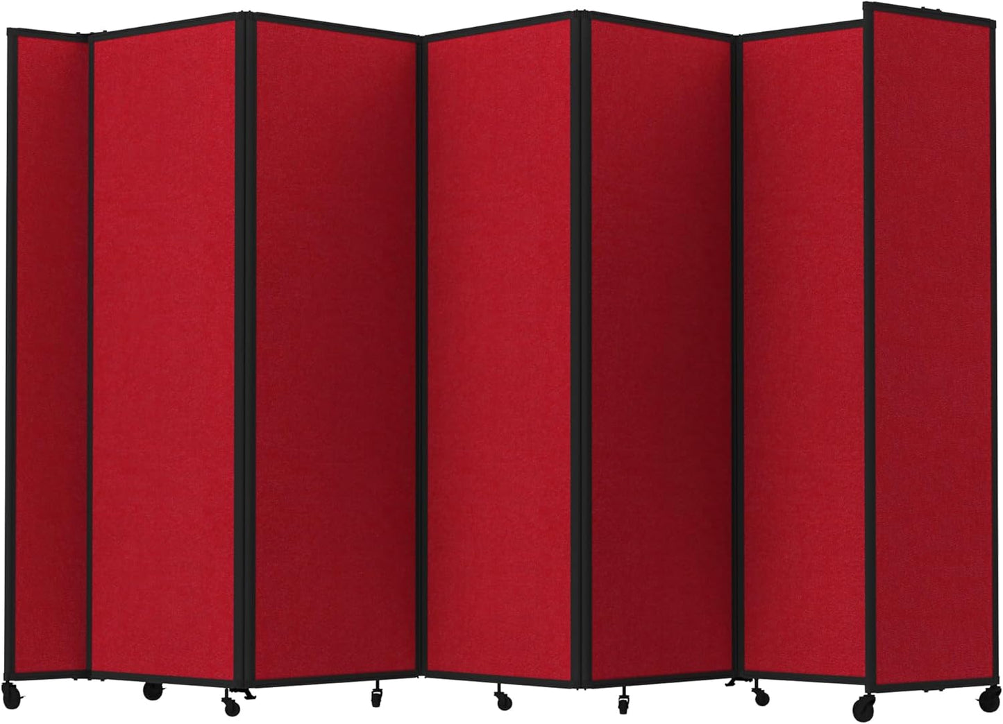 Versare Room Divider 360 Portable Wall Partition | Folding Panels | Large Freestanding Divider | Locking Wheels | Temporary Room Separator | 14' x 7'6'', Red
